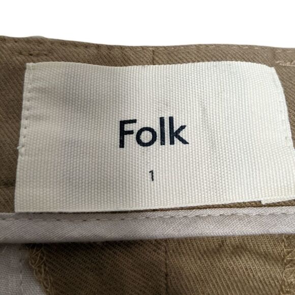 FOLK CLOTHING Cotton Wool Pleated Wide Leg Trousers - Picture 3 of 8